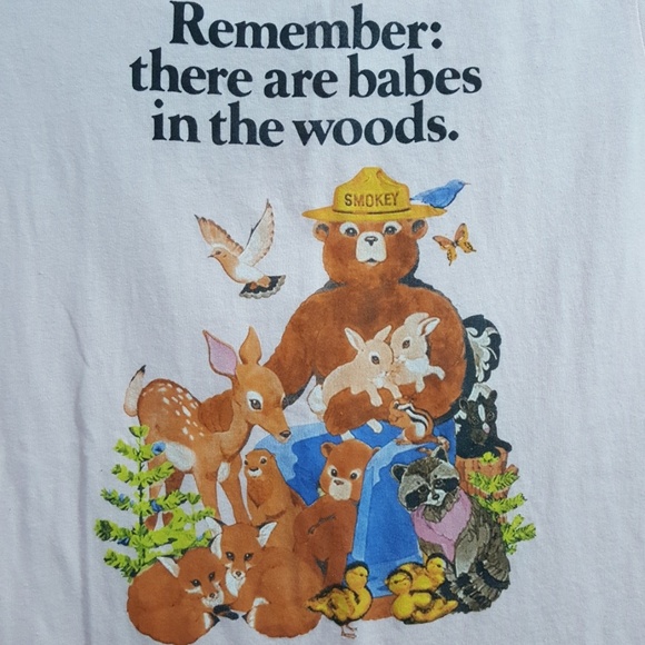 Smokey the Bear Tops - Smokey the Bear vintage inspited pink tee